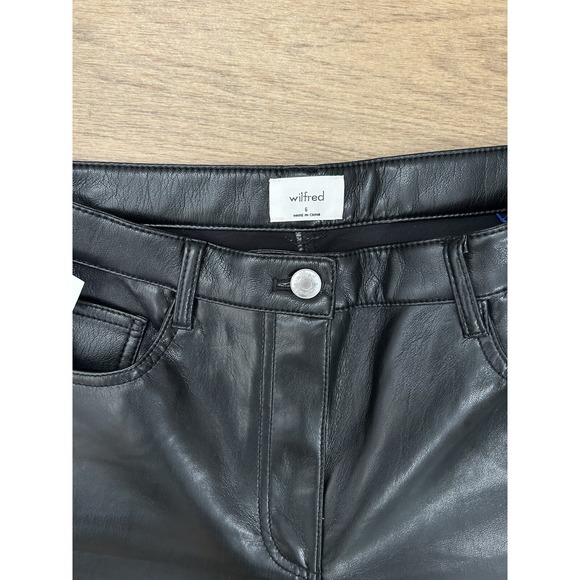 Wilfred Aritzia Melina Vegan Leather Pants Women 6 Black High Waist Straight Leg - Picture 10 of 10